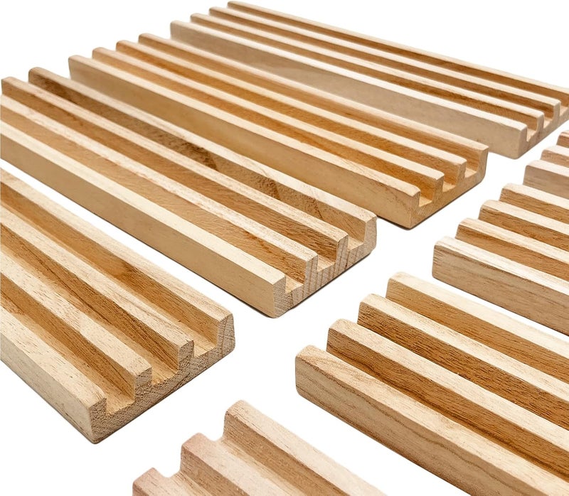 SUTIMSHE Wooden Domino Racks/Trays Set of 8 Natural Domino Trays Holders Organizer for Mexican Train Chickenfoot and Other Domino Games - Dominoes NOT Included - Image 4